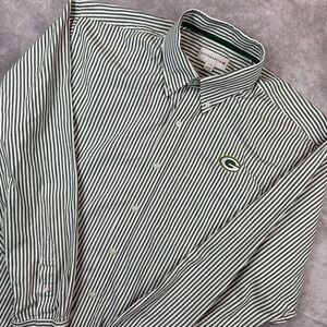 Green Bay Packers Button Down Shirt Men's XL White Green Pinstripes Vintage NFL